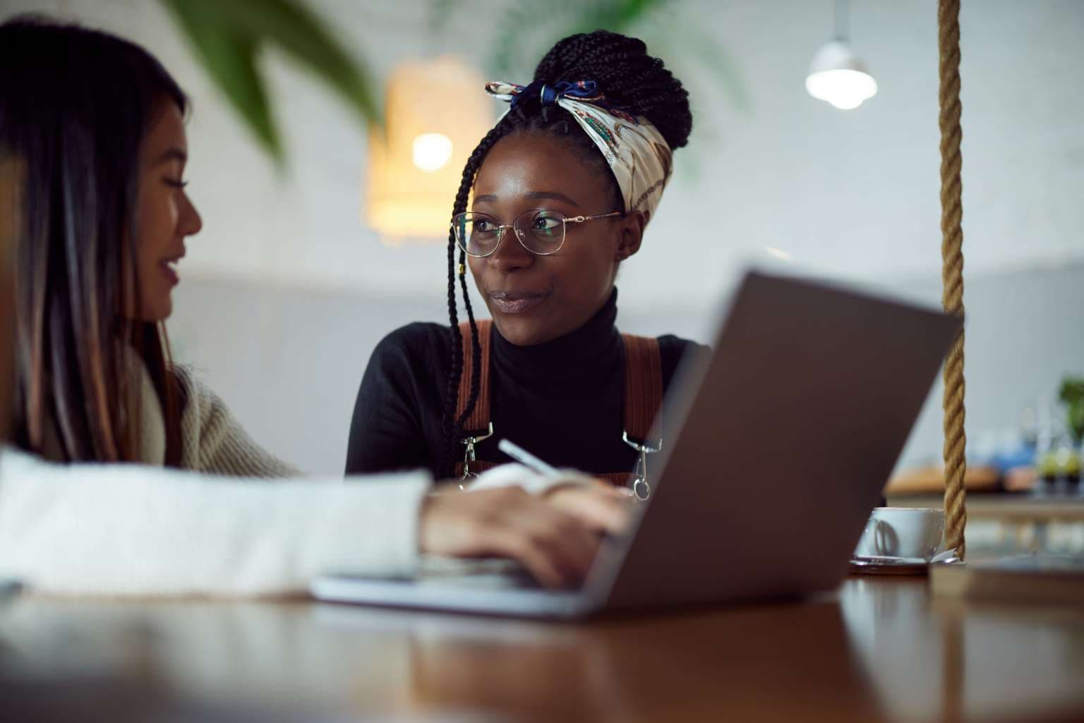 students and laptop